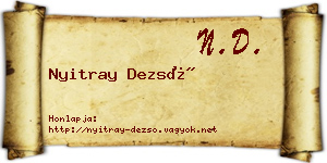 Nyitray Dezső névjegykártya